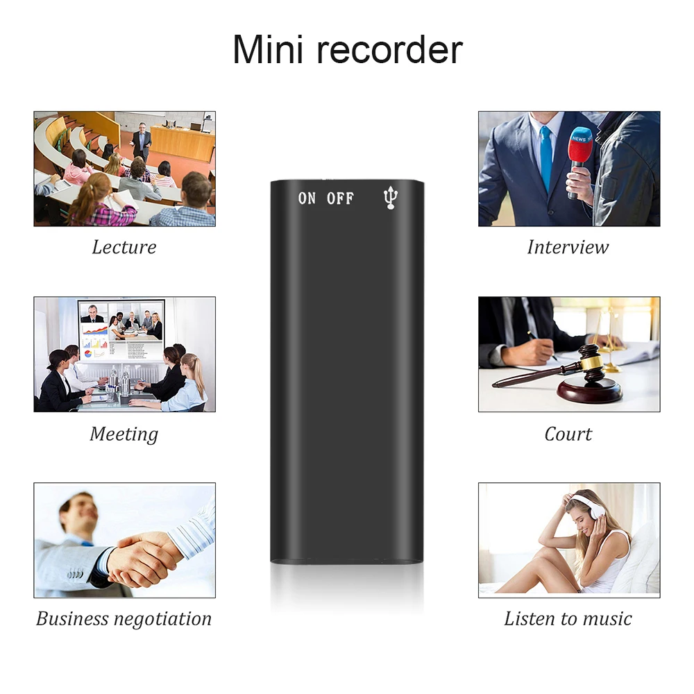 Portable Mini USB Pen 8GB 16GB 32GB Digital Audio Voice Recorder Mp3 Player 192Kbps Recording