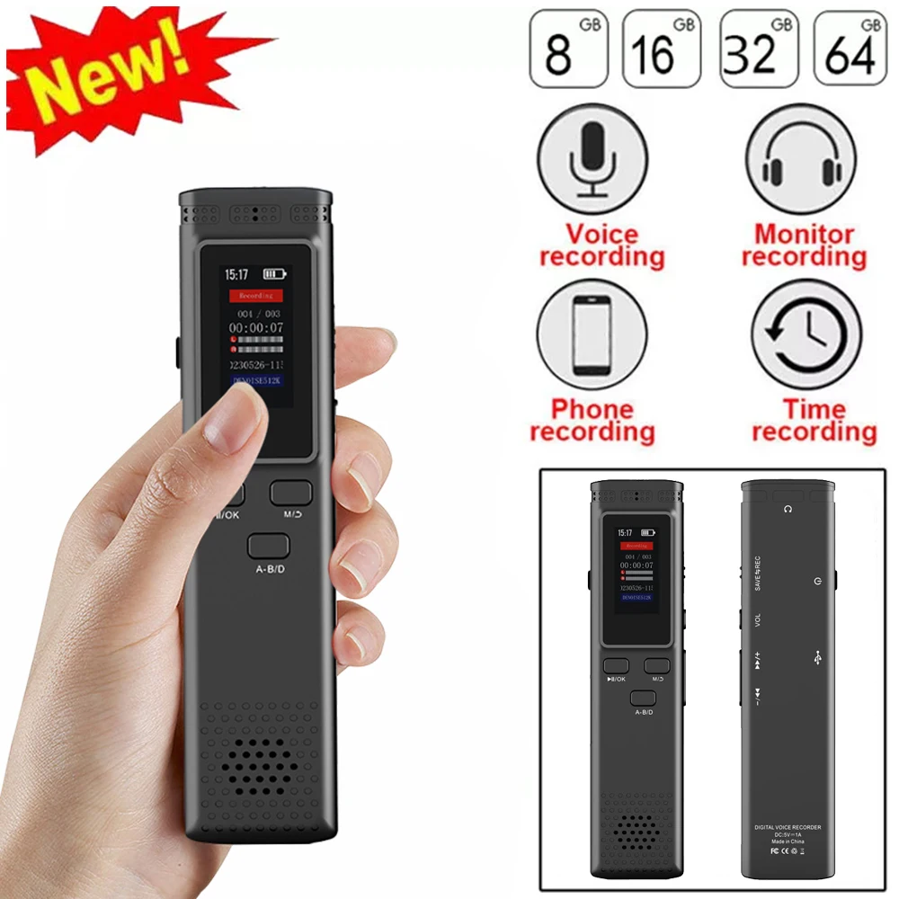 8GB/16GB/32GB/64GB/128GB Digital Sound Recording Pen Portable Voice Activated Voice Recorder Noise Reduce Recorder MP3 Player