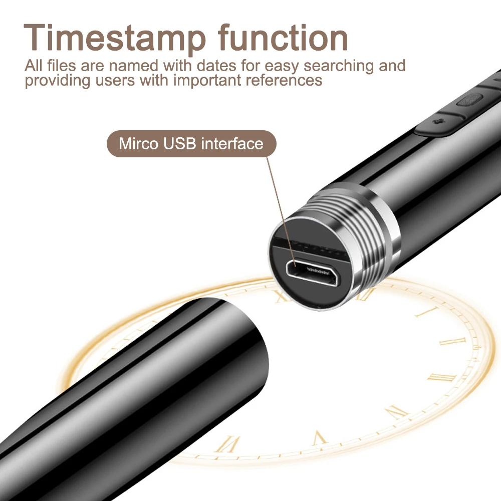 Professional Recording Pen Portable Voice Recorder WAV192Kpbs Rechargeable Sound Dictaphone