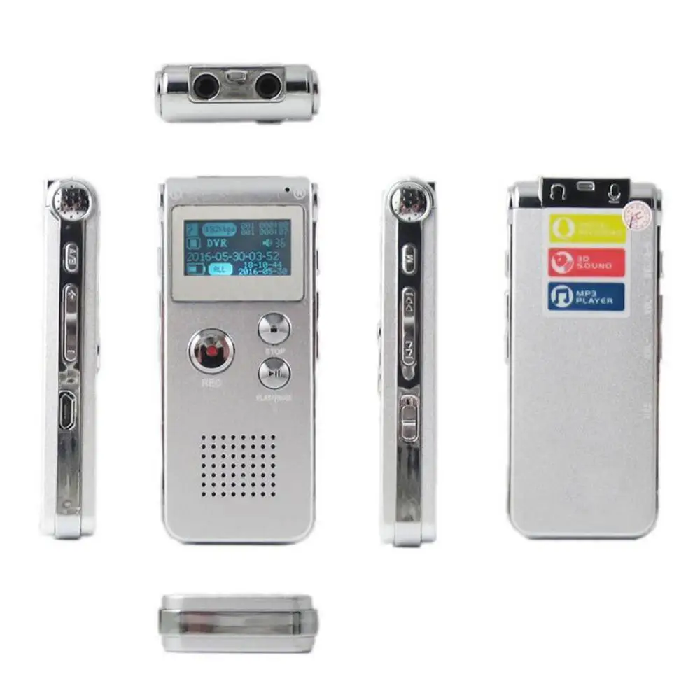 Multifunctional Rechargeable 8GB 650HR Digital Audio Voice Recorder Dictaphone MP3 Player