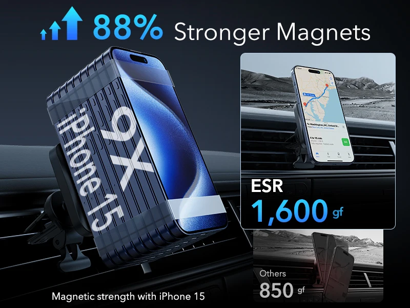 ESR for MagSafe Car Mount Charger with CryoBoost Dashboard Car Phone Holder Phone Cooling Charging for iPhone 16/15/14/13/12 ESR for MagSafe Car Mount Charger with CryoBoost Dashboard Car Phone Holder Phone Cooling Charging for iPhone 16/15/14/13/12