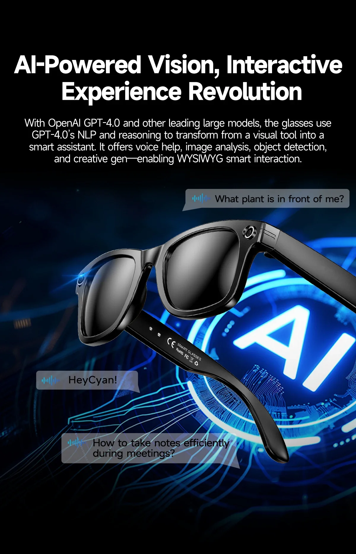 2025 New 800W Camera Glasses Bluetooth Smart Glasses with Camera Voice Call Music Smart Sunglasses Video Sound Record AI Glasses