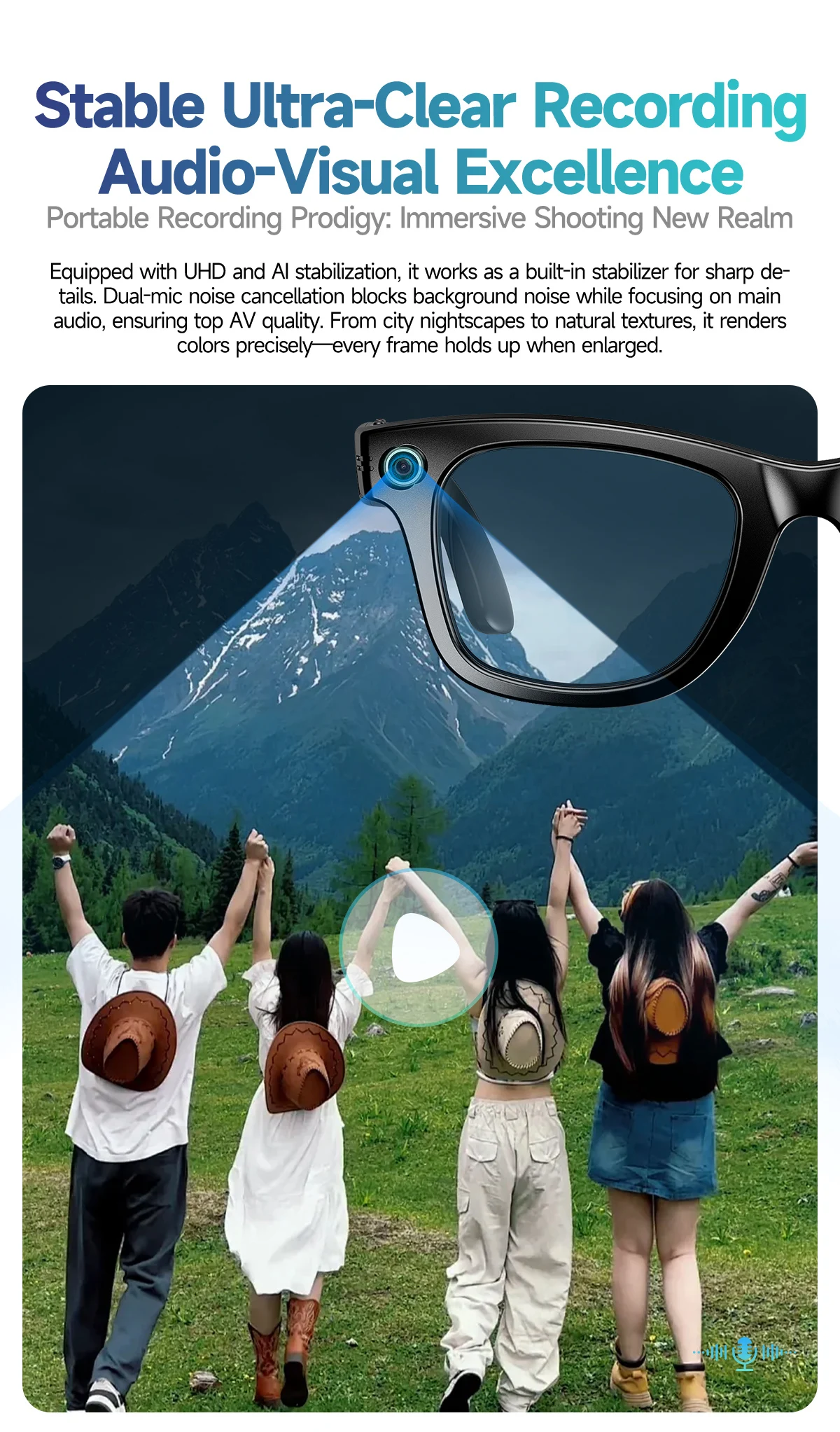2025 New 800W Camera Glasses Bluetooth Smart Glasses with Camera Voice Call Music Smart Sunglasses Video Sound Record AI Glasses