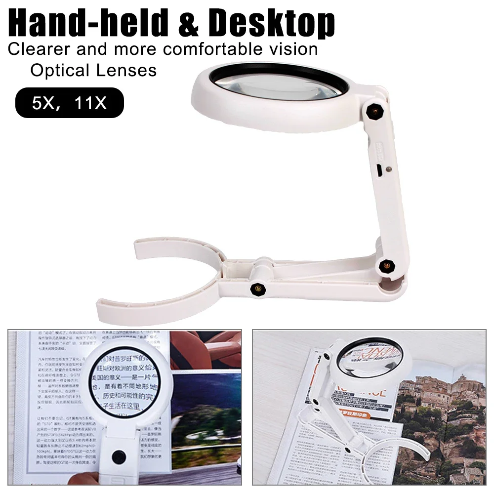 11x Magnification Magnifying Glass Hand-held 8 LED Light Jewelry Magnifying Glass Multi-purpose Portable Design