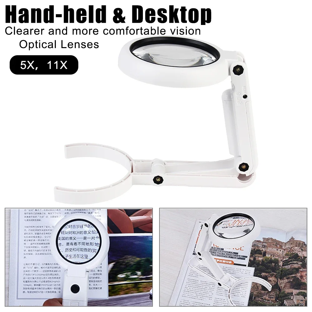 11x Magnification Magnifying Glass Hand-held 8 LED Light Jewelry Magnifying Glass Multi-purpose Portable Design