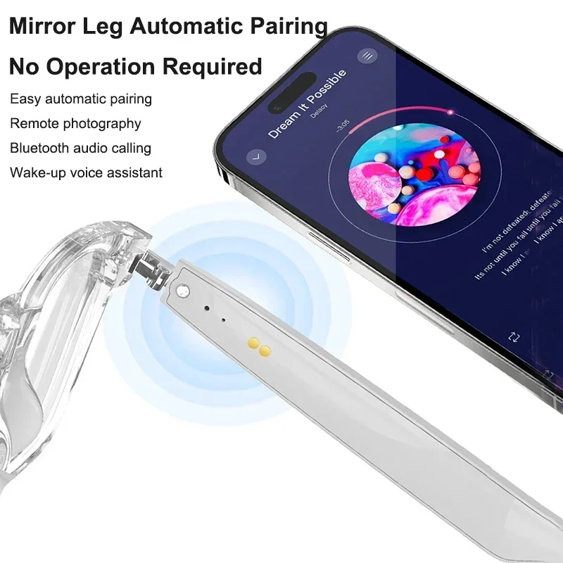 AI Real-time Translation Smart Glasses Wireless Bluetooth Call & Voice Assistant Touch Control Glasses with Mic Speaker Earphone