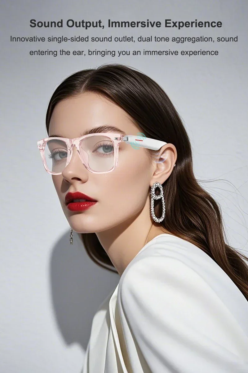 AI Real-time Translation Smart Glasses Wireless Bluetooth Call & Voice Assistant Touch Control Glasses with Mic Speaker Earphone