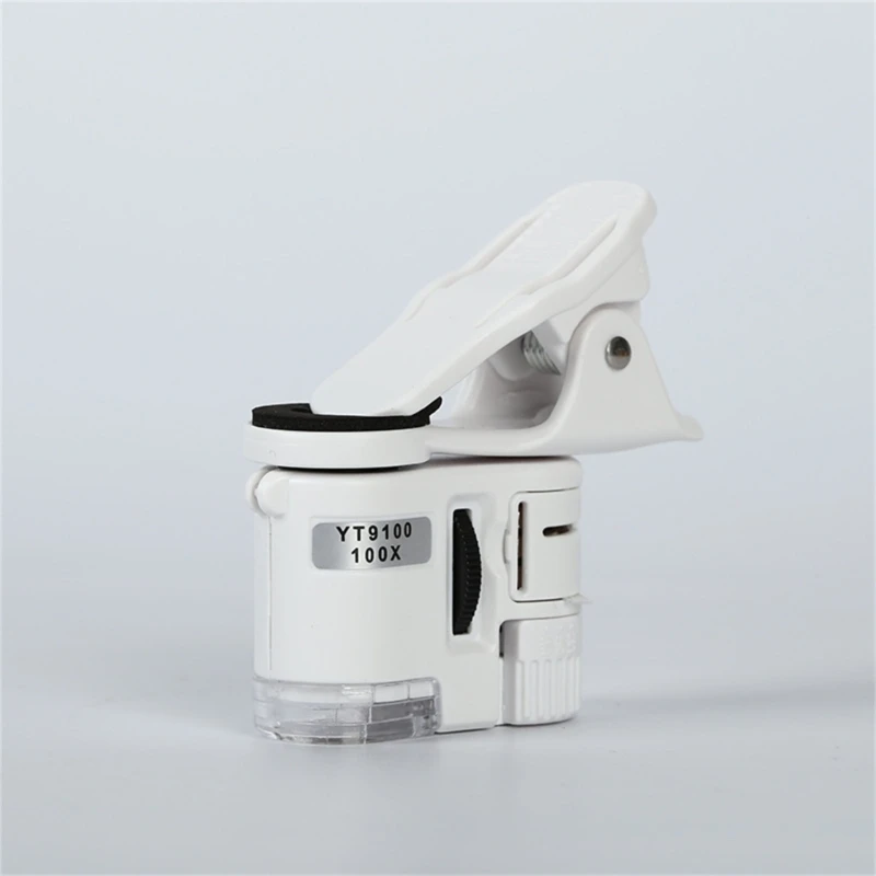 100X Universal Smartphone Microscope Attachments with LED Pocket Size Magnifying Glass Adjustable LED illuminates for Study