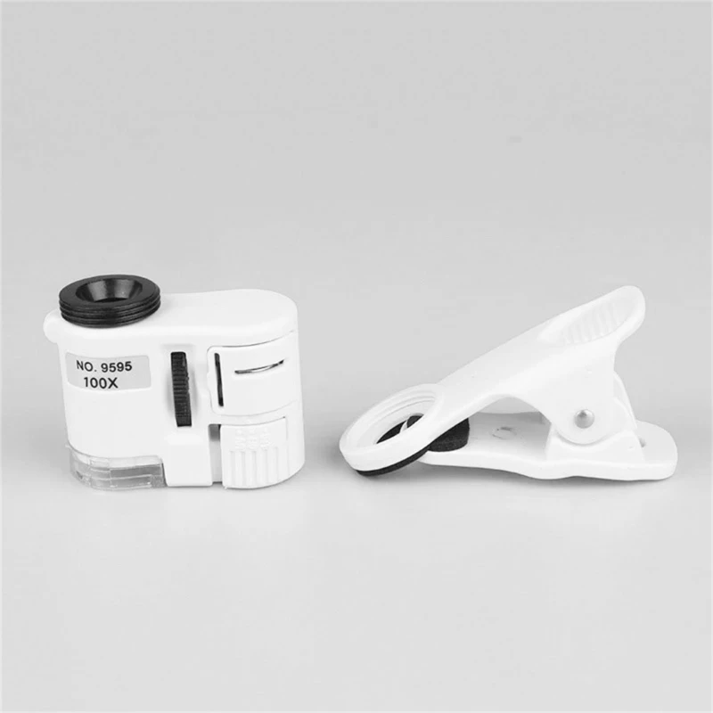 100X Universal Smartphone Microscope Attachments with LED Pocket Size Magnifying Glass Adjustable LED illuminates for Study