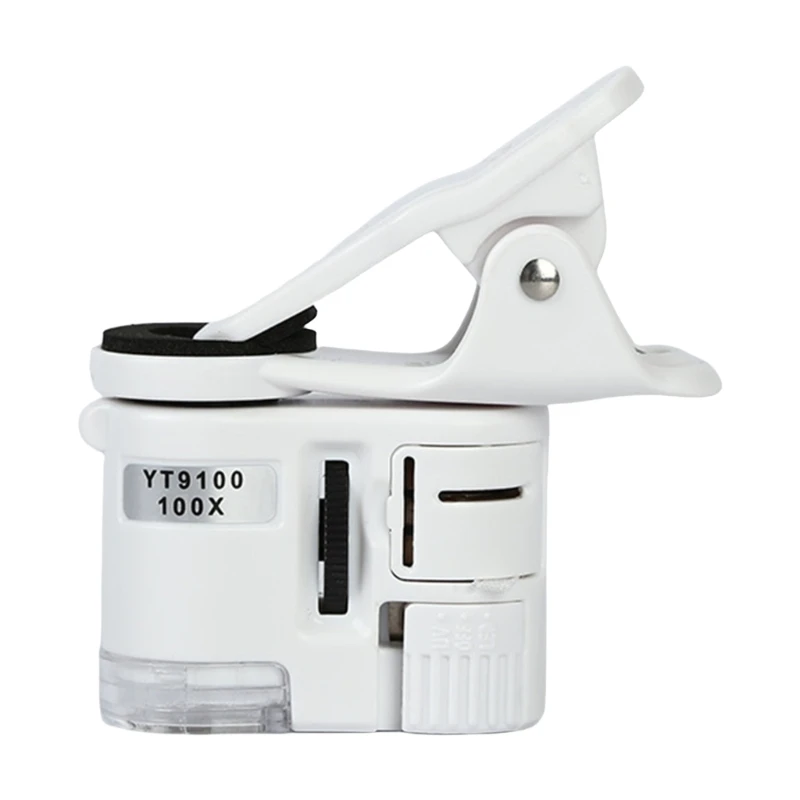 100X Universal Smartphone Microscope Attachments with LED Pocket Size Magnifying Glass Adjustable LED illuminates for Study