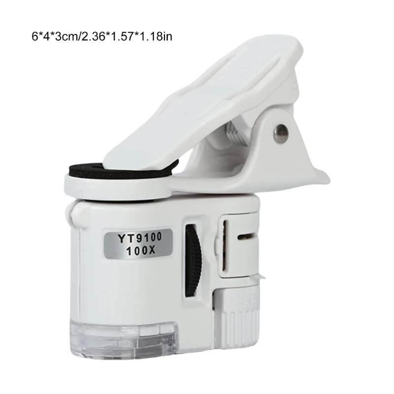 100X Universal Smartphone Microscope Attachments with LED Pocket Size Magnifying Glass Adjustable LED illuminates for Study