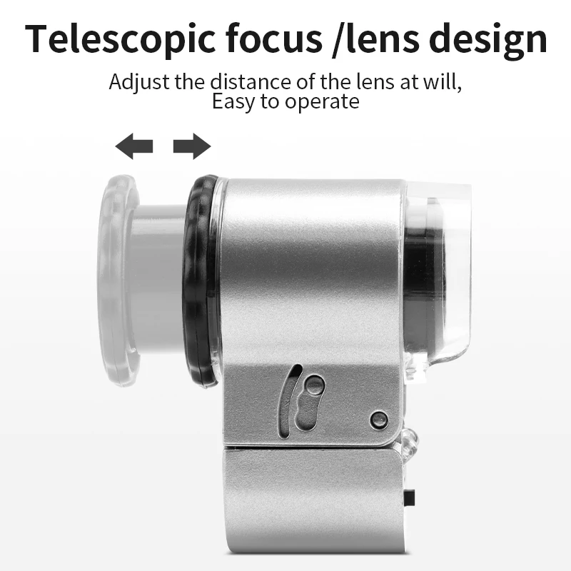 LUXIANZI Magnifying Glass 50X Zoom Microscope With LED UV Light Mobile Phone Clip Focusing Adjusted Pocket Universal Magnifier