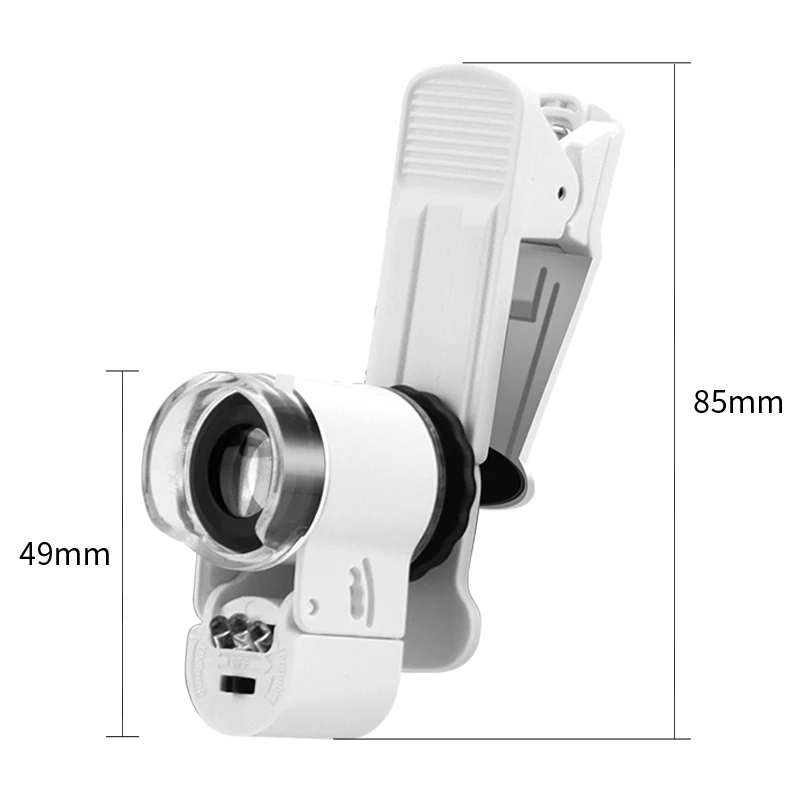 LUXIANZI Magnifying Glass 50X Zoom Microscope With LED UV Light Mobile Phone Clip Focusing Adjusted Pocket Universal Magnifier