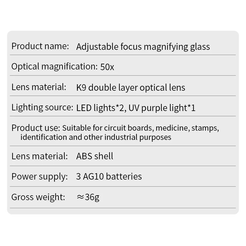 LUXIANZI Magnifying Glass 50X Zoom Microscope With LED UV Light Mobile Phone Clip Focusing Adjusted Pocket Universal Magnifier