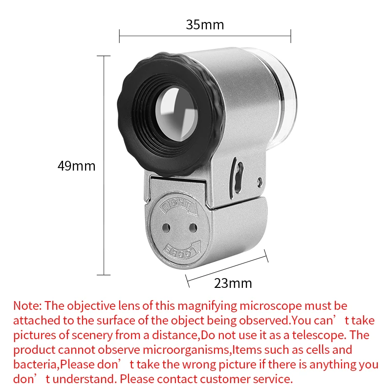 LUXIANZI Magnifying Glass 50X Zoom Microscope With LED UV Light Mobile Phone Clip Focusing Adjusted Pocket Universal Magnifier