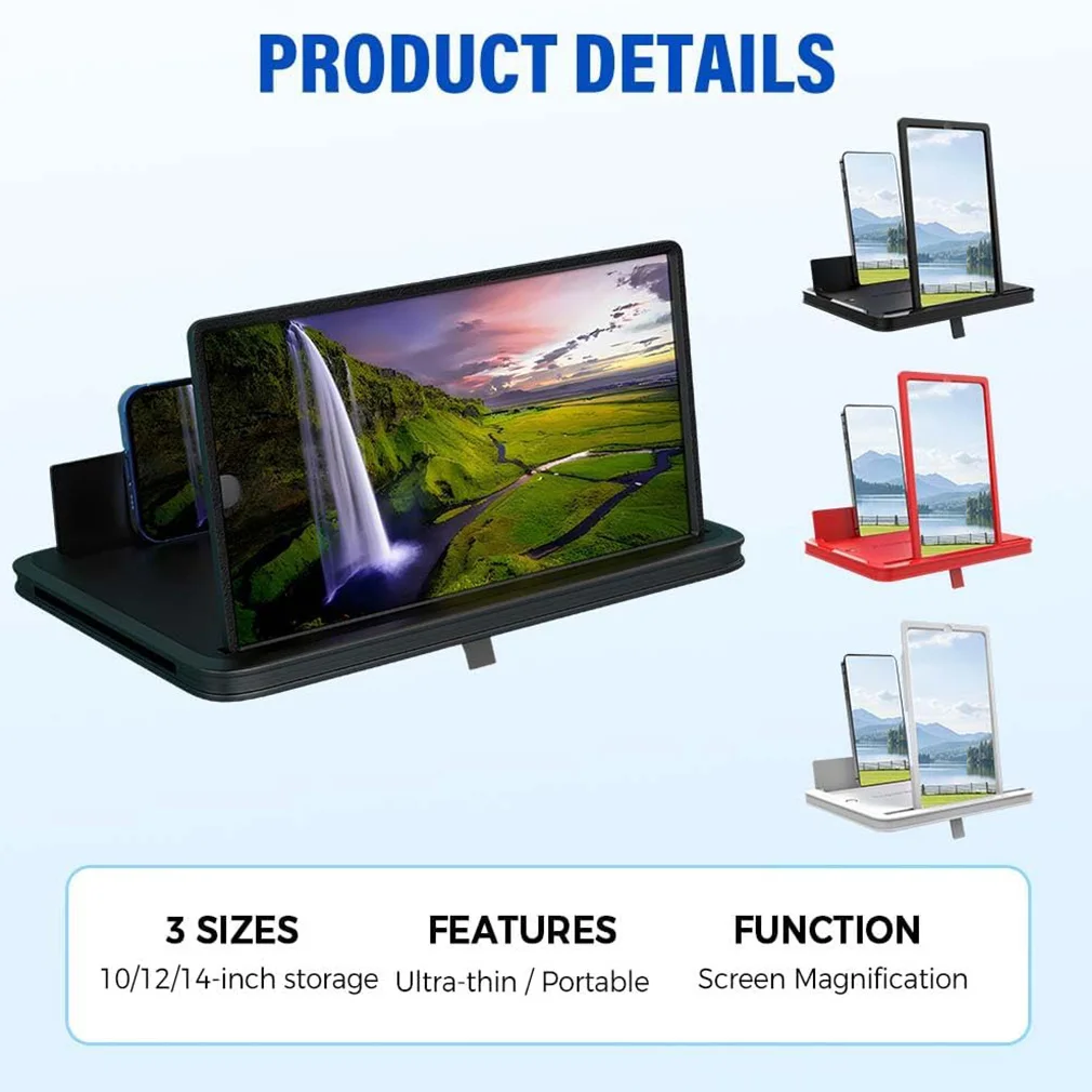 Portable Big Screen Phone Magnifier, HD Screen Expander Foldable Phone Stand with Movie Screen Amplifier for Travel,Elderly