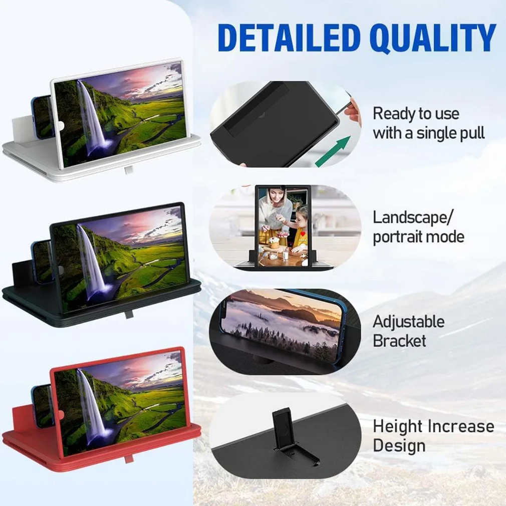 Portable Big Screen Phone Magnifier, HD Screen Expander Foldable Phone Stand with Movie Screen Amplifier for Travel,Elderly