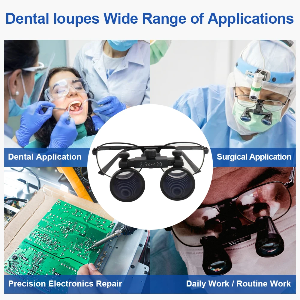 2.5X 3.5X Magnification Dental Loupes Metal Frame Medical Magnifier Dentist Glass Surgical Magnifying Glasses