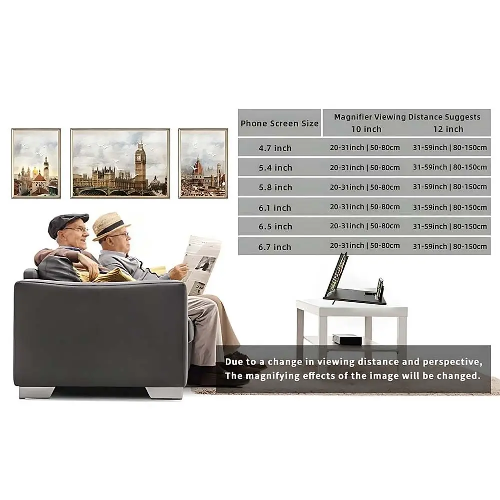 Screen Magnifier Version, Phone Projector with Extender, 3D HD Smartphone Amplifier, Foldable Stand, Adjustable Angle