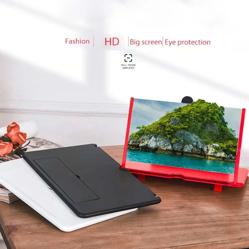 Screen Magnifier Version, Phone Projector with Extender, 3D HD Smartphone Amplifier, Foldable Stand, Adjustable Angle