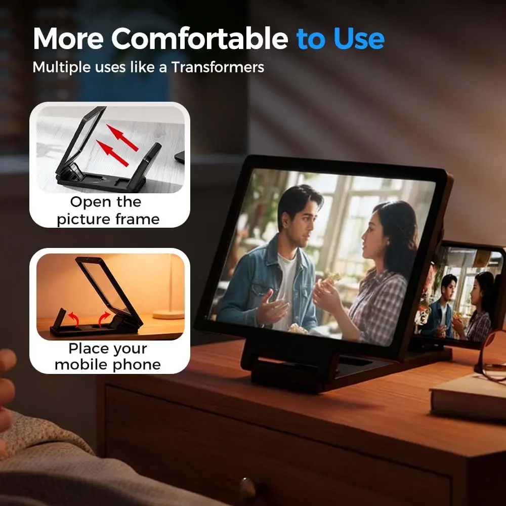 Screen Magnifier For Smartphone Scratch-Resistant Hd Phone Screen Magnifier Mobile Phone Screen Amplifier Optical Zoom For Bag