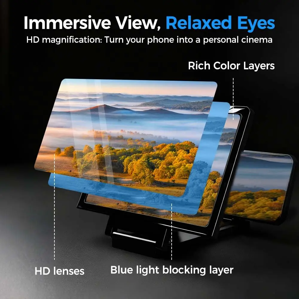 Screen Magnifier For Smartphone Scratch-Resistant Hd Phone Screen Magnifier Mobile Phone Screen Amplifier Optical Zoom For Bag