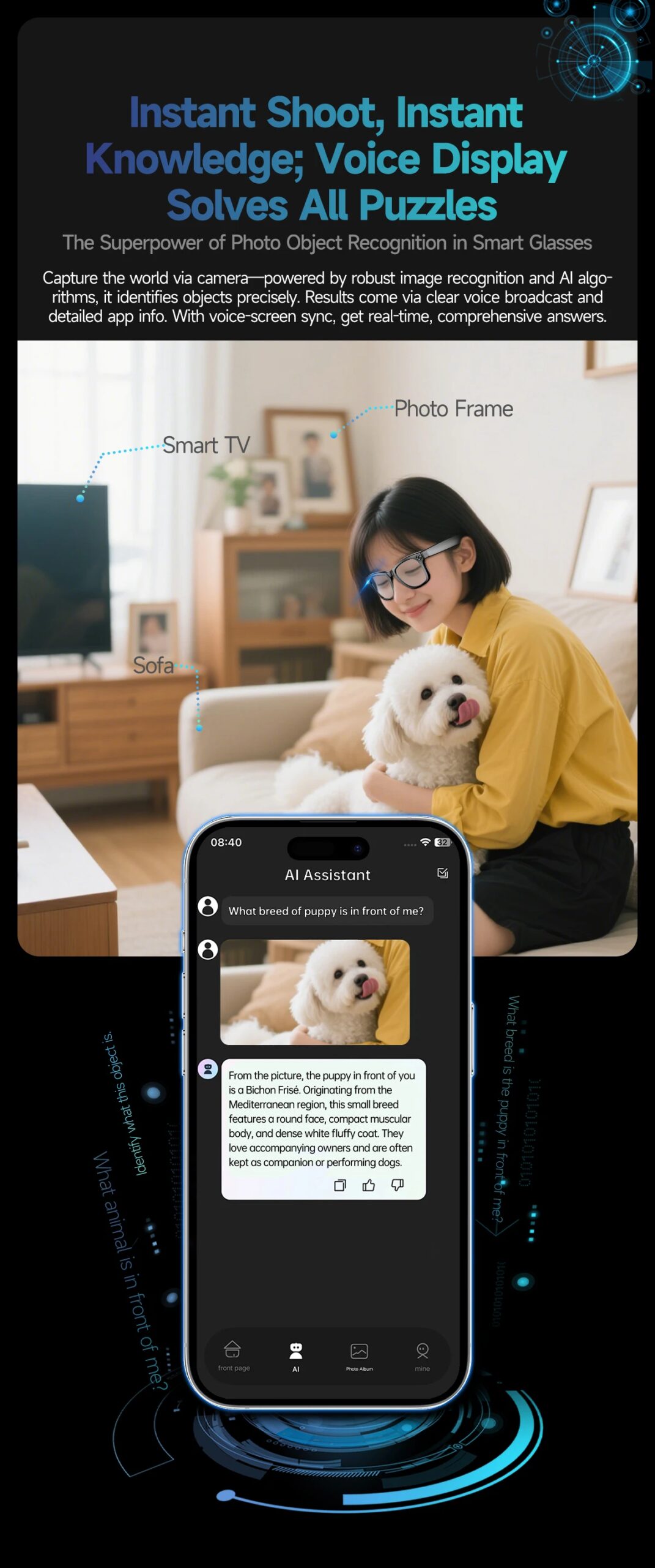 New 800W Camera AI Glasses Men Color-Changing Smart Translation Glasses Photo Video Recording Waterproof Call Smart Sunglasses