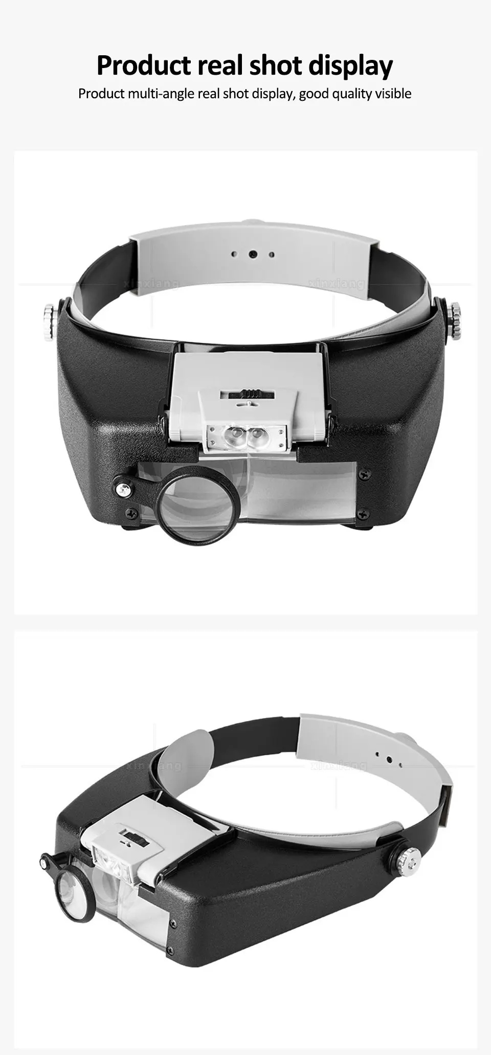 Head-Mounted Magnifier LED Illumination 1.5X 3X 8.5X 10X Helmet Style Magnifying Glass Jewelry Watch Maintenance Read Magnifier