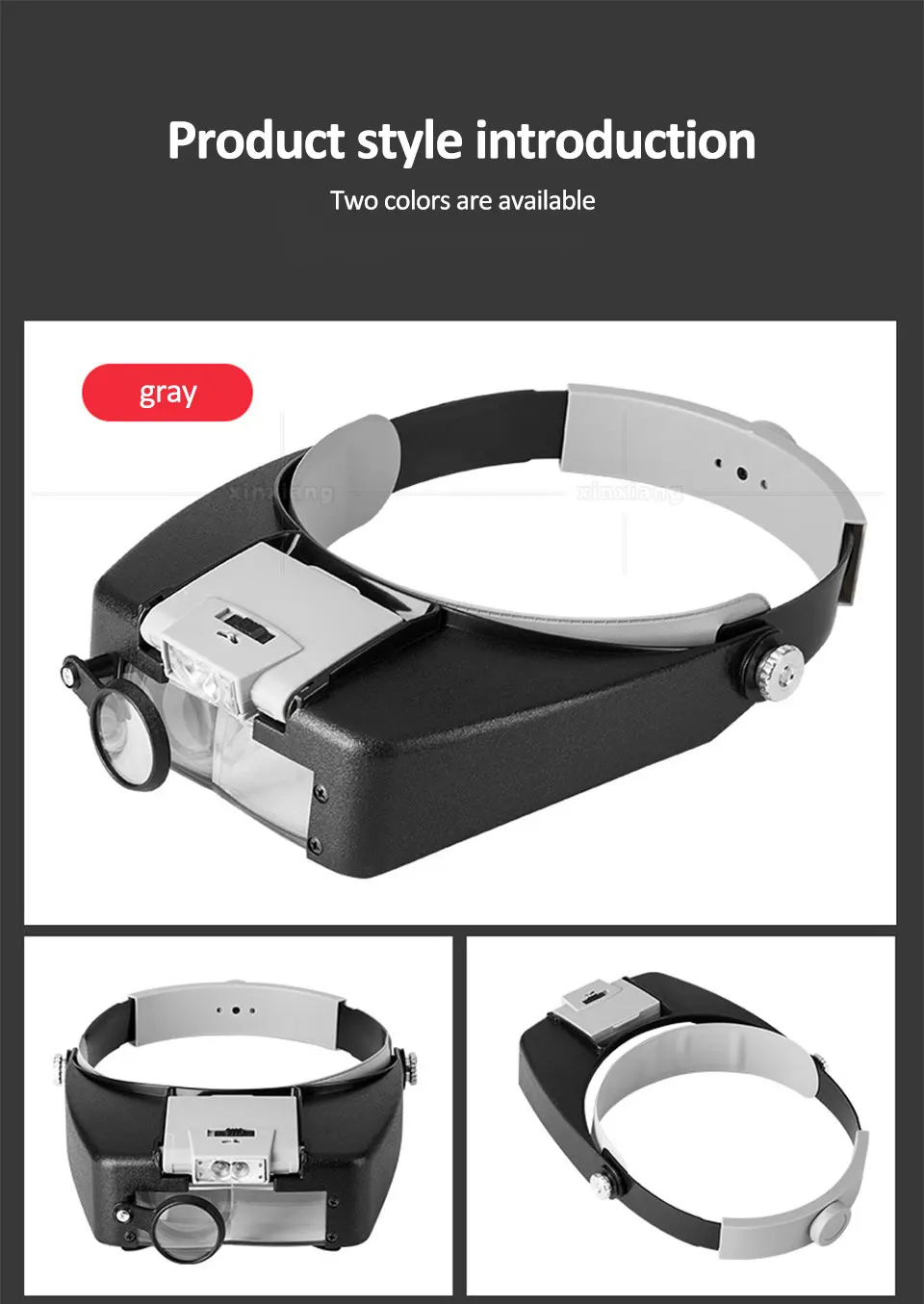 Head-Mounted Magnifier LED Illumination 1.5X 3X 8.5X 10X Helmet Style Magnifying Glass Jewelry Watch Maintenance Read Magnifier