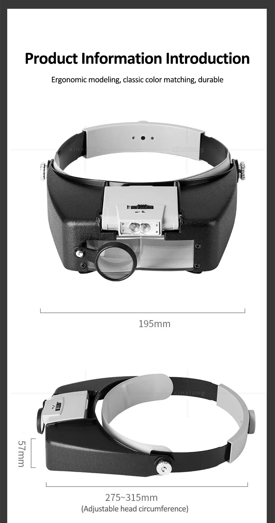Head-Mounted Magnifier LED Illumination 1.5X 3X 8.5X 10X Helmet Style Magnifying Glass Jewelry Watch Maintenance Read Magnifier
