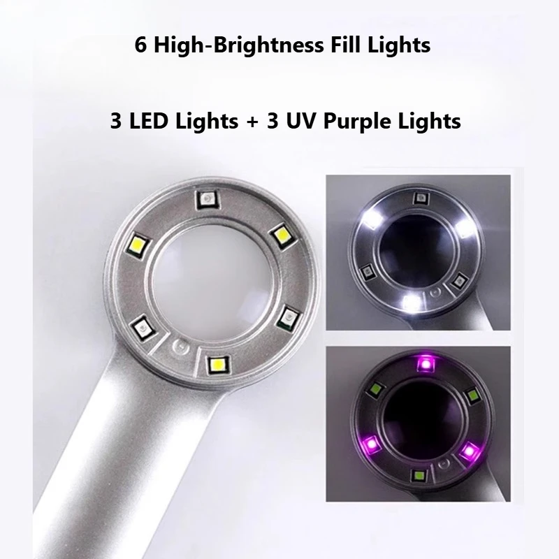 60X HD Magnifying Glass with UV Purple Light LED - Rechargeable for Jewelry, Antiques Reading, Electronics Repair for Seniors
