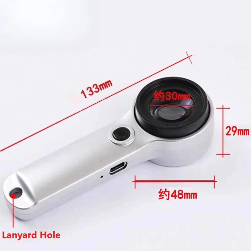 60X HD Magnifying Glass with UV Purple Light LED - Rechargeable for Jewelry, Antiques Reading, Electronics Repair for Seniors