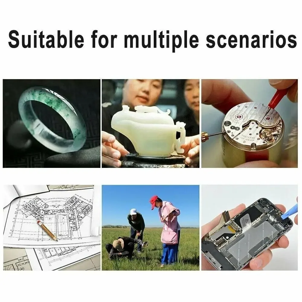 Head-Mounted Microscope Watch Jeweler Repair Magnifier with LED Light 8X 15X 23X Telescopic Magnifying Glasses Reading Loupe Len