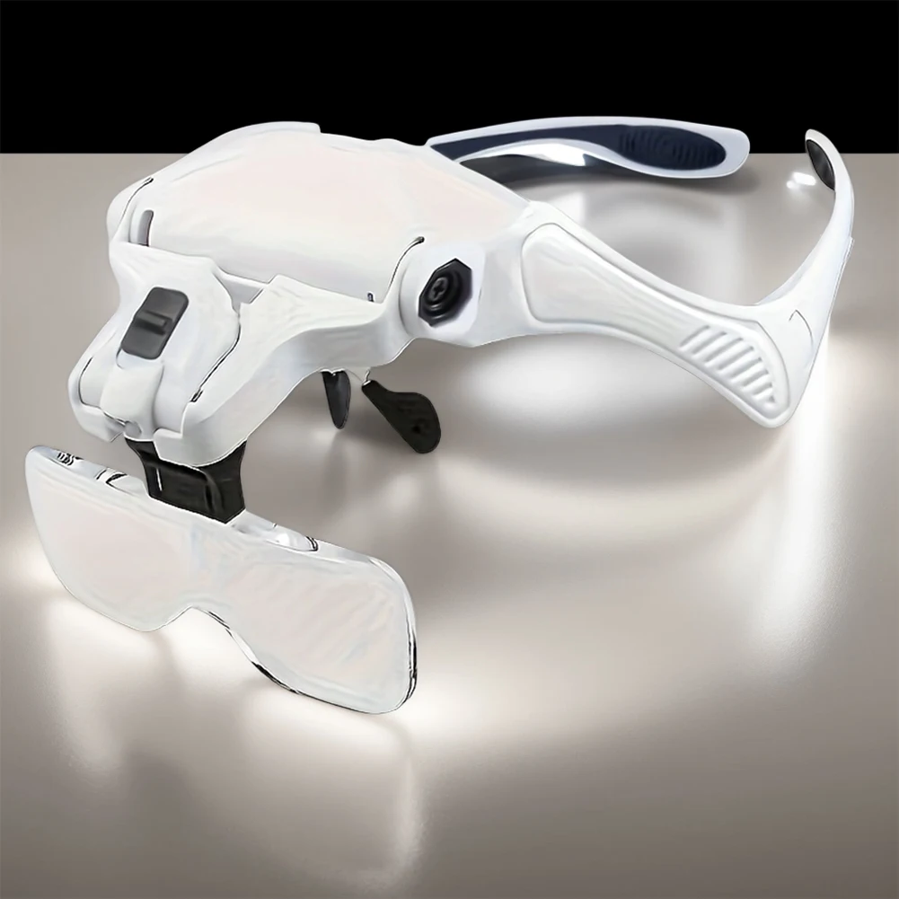 Head-mounted Magnifying Glasses with 2 LED Lights Magnifier 1.0X 1.5X 2.0X 2.5X 3.5X for Watch Repair Reading Magnifying Glasses