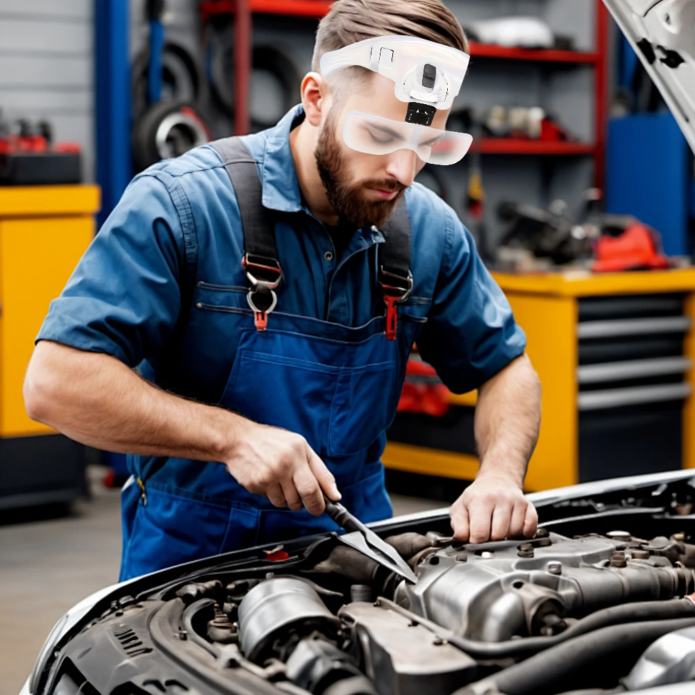 Head-mounted Magnifying Glasses with 2 LED Lights Magnifier 1.0X 1.5X 2.0X 2.5X 3.5X for Watch Repair Reading Magnifying Glasses