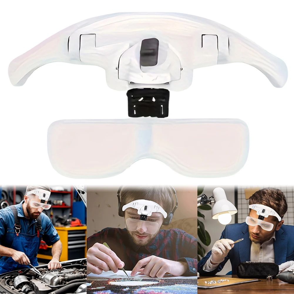 Head-mounted Magnifying Glasses with 2 LED Lights Magnifier 1.0X 1.5X 2.0X 2.5X 3.5X for Watch Repair Reading Magnifying Glasses