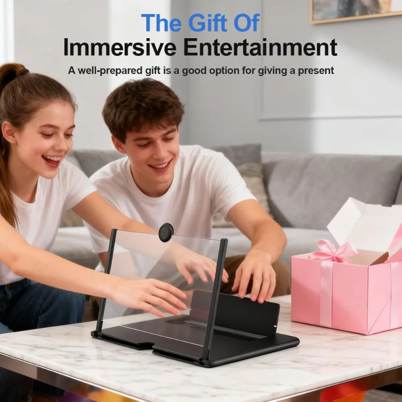 12 Inch Phone Screen Magnifier Ultra HD Mobile Movie Viewer for Eye Protection Landscape TV Viewing Full Screen Portable Stand