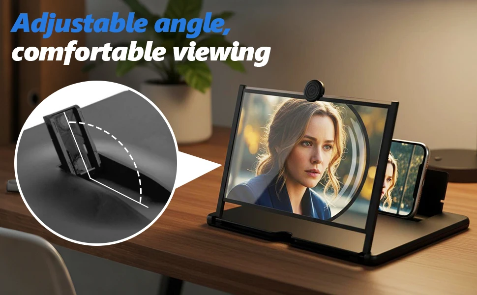 12 Inch Phone Screen Magnifier Ultra HD Mobile Movie Viewer for Eye Protection Landscape TV Viewing Full Screen Portable Stand