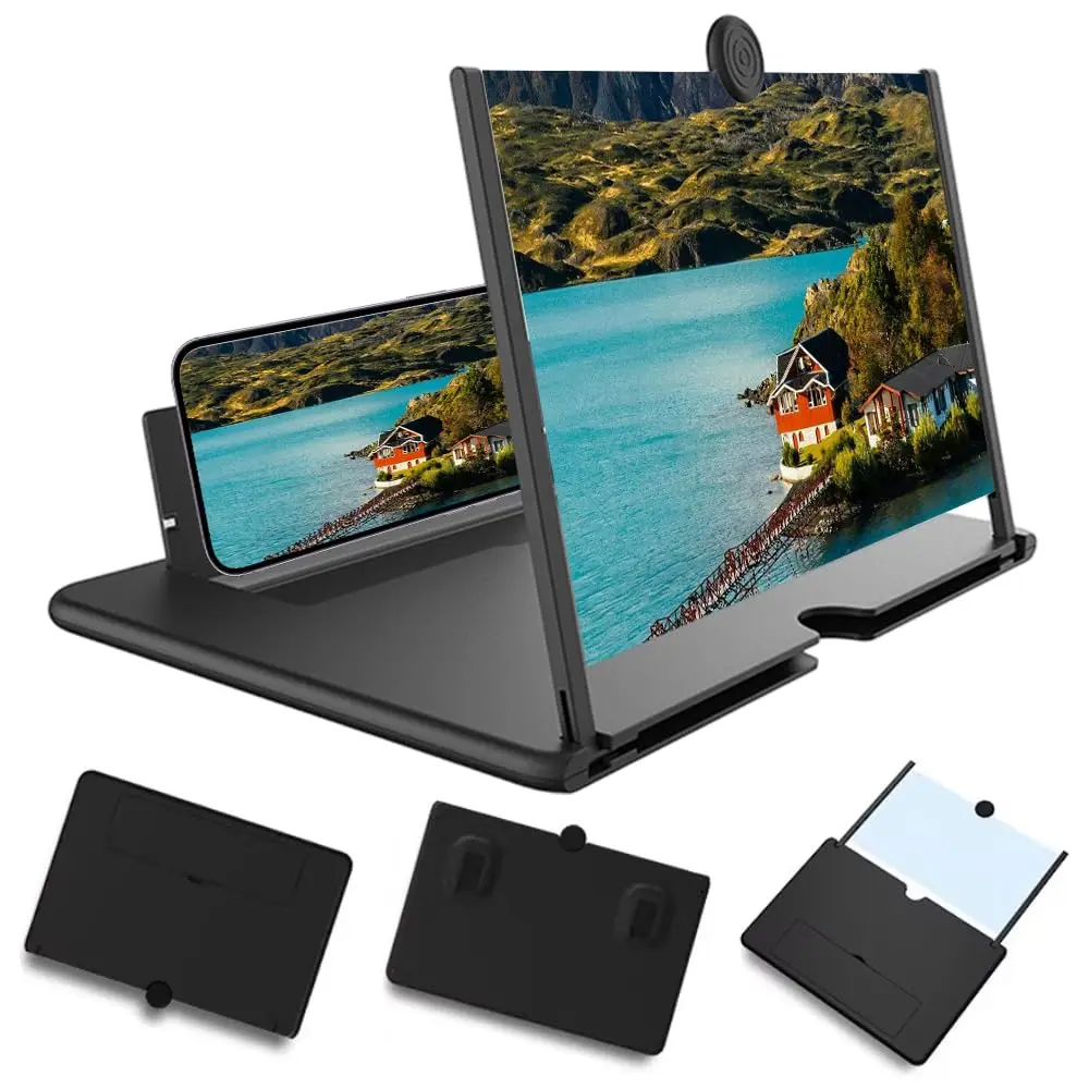 12 Inch Phone Screen Magnifier Ultra HD Mobile Movie Viewer for Eye Protection Landscape TV Viewing Full Screen Portable Stand