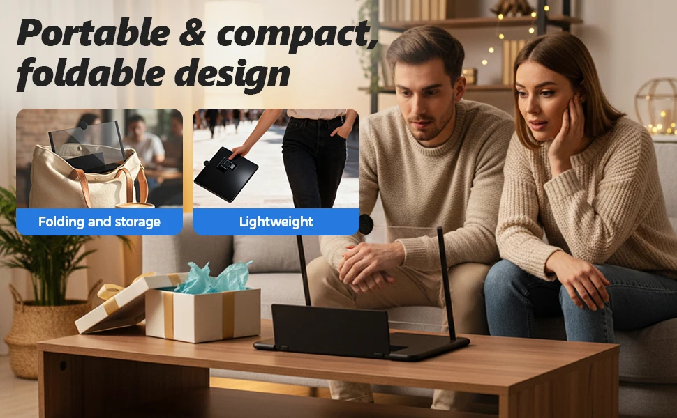 12 Inch Phone Screen Magnifier Ultra HD Mobile Movie Viewer for Eye Protection Landscape TV Viewing Full Screen Portable Stand