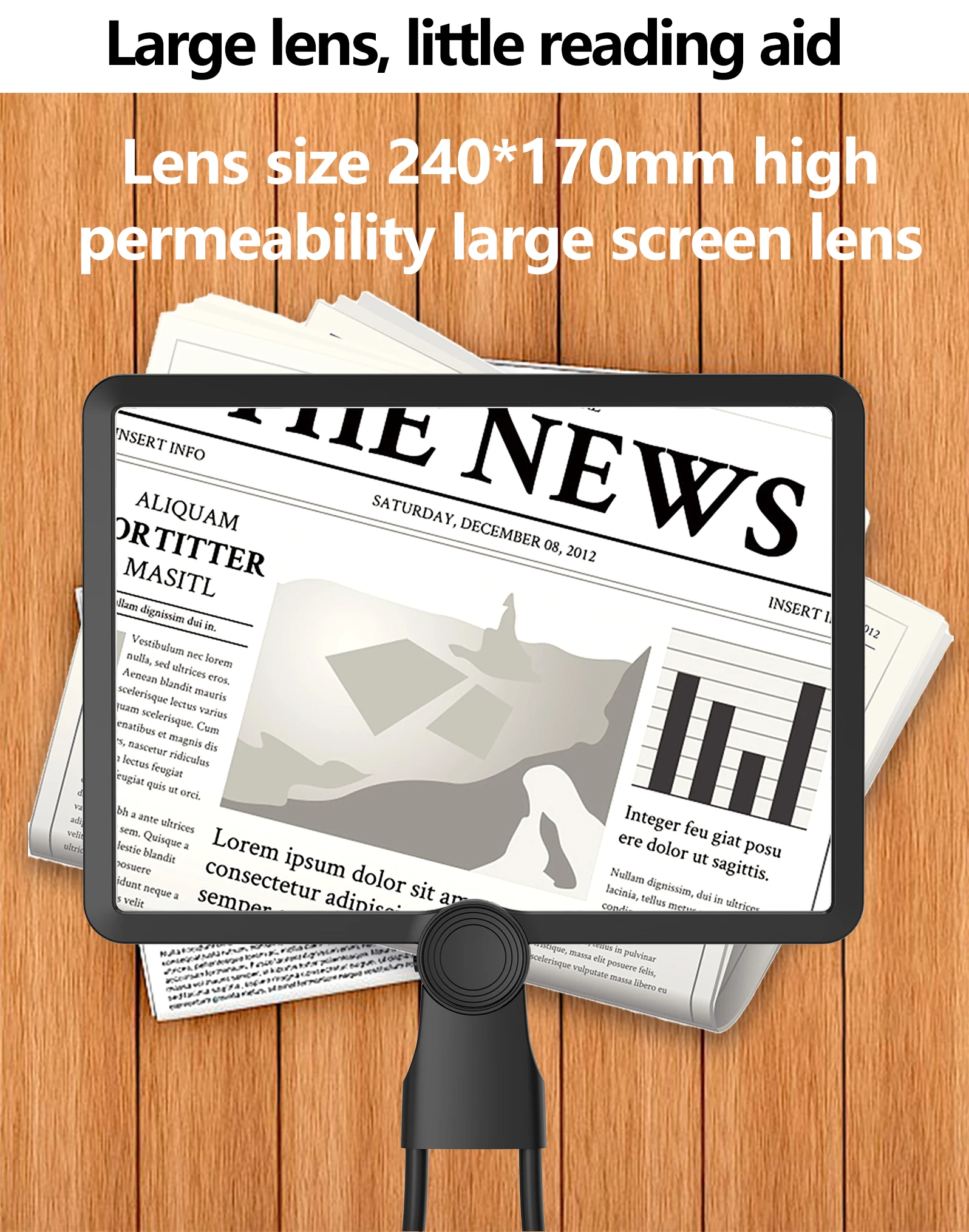 5X Hands-Free Magnifying Glass with Light, Full Page Magnifier with 100 LED Cold and Warm Light 3 Modes for Seniors Low Vision