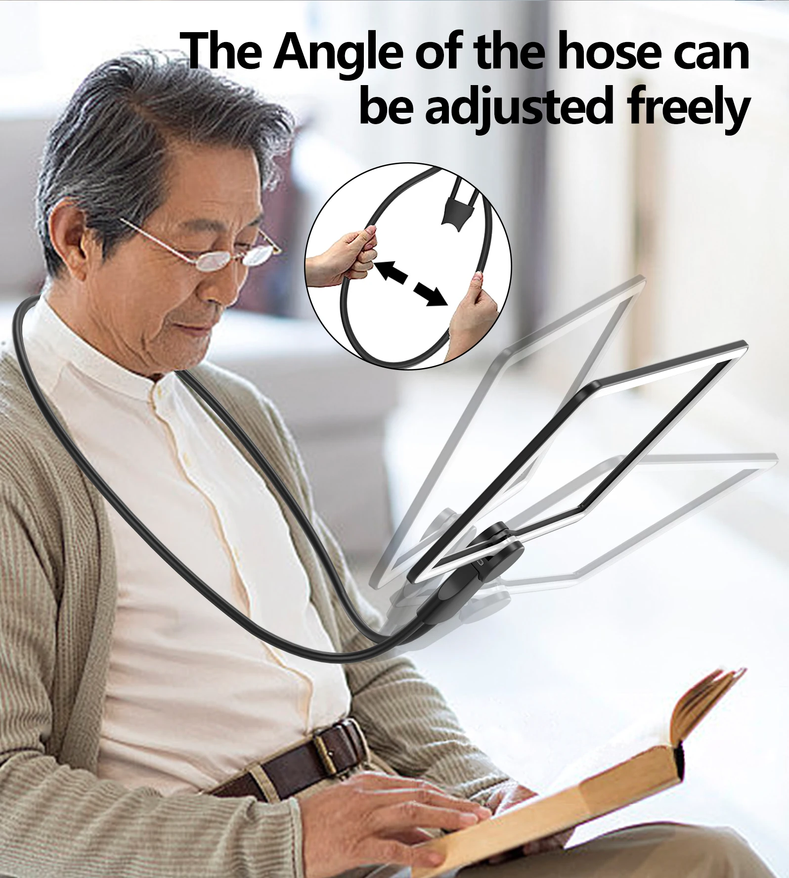 5X Hands-Free Magnifying Glass with Light, Full Page Magnifier with 100 LED Cold and Warm Light 3 Modes for Seniors Low Vision