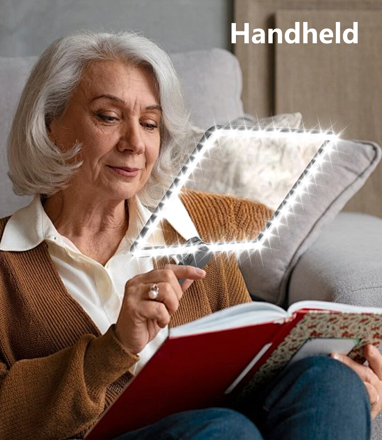 5X Hands-Free Magnifying Glass with Light, Full Page Magnifier with 100 LED Cold and Warm Light 3 Modes for Seniors Low Vision