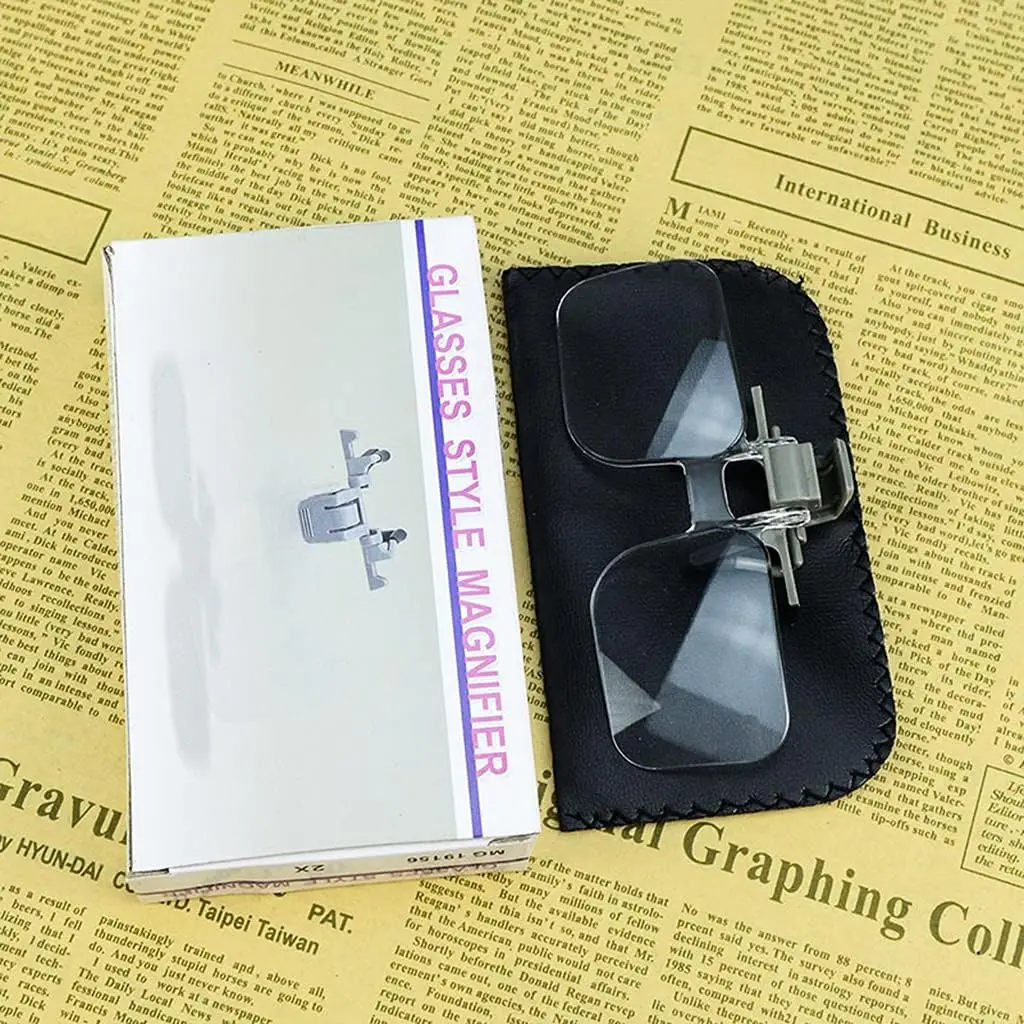 Clip On Head-Mounted Glasses Magnifier for Eyeglasses 2X Magnification Strength Magnifying Glasses for Close Work Read Repair