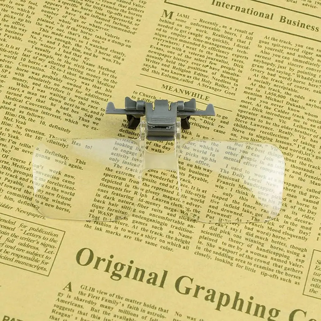 Clip On Head-Mounted Glasses Magnifier for Eyeglasses 2X Magnification Strength Magnifying Glasses for Close Work Read Repair