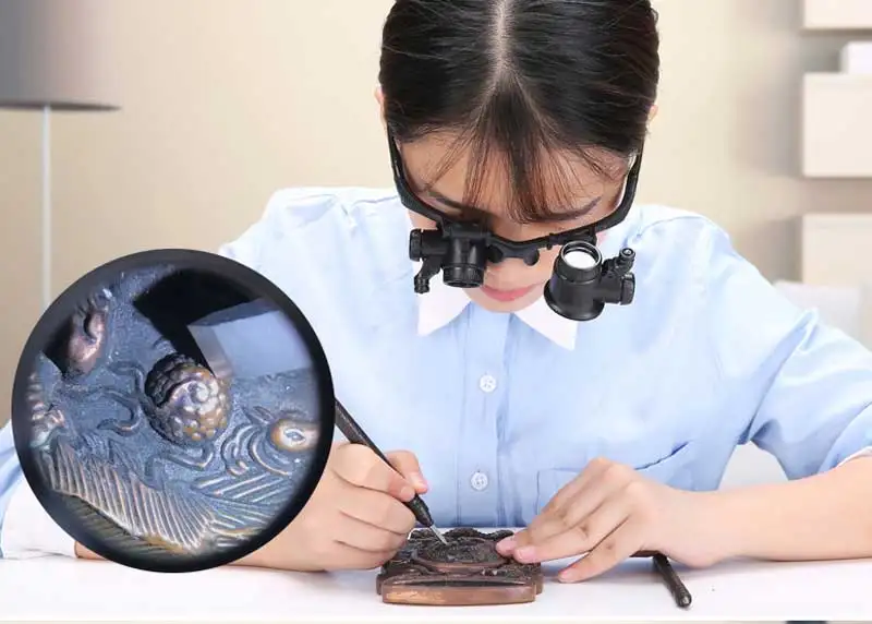 2.5X 4X 6X 8X 10X 15X 20X 25X Multi-Power Magnifier Loupe Magnifying Glasses with LED Lights Helping Hand Soldering Solder Clamp