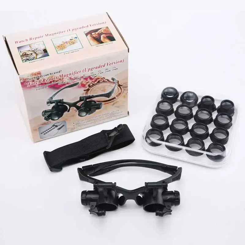 2.5X 4X 6X 8X 10X 15X 20X 25X Multi-Power Magnifier Loupe Magnifying Glasses with LED Lights Helping Hand Soldering Solder Clamp