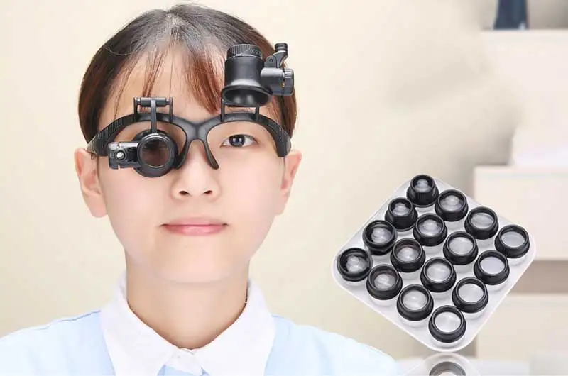2.5X 4X 6X 8X 10X 15X 20X 25X Multi-Power Magnifier Loupe Magnifying Glasses with LED Lights Helping Hand Soldering Solder Clamp