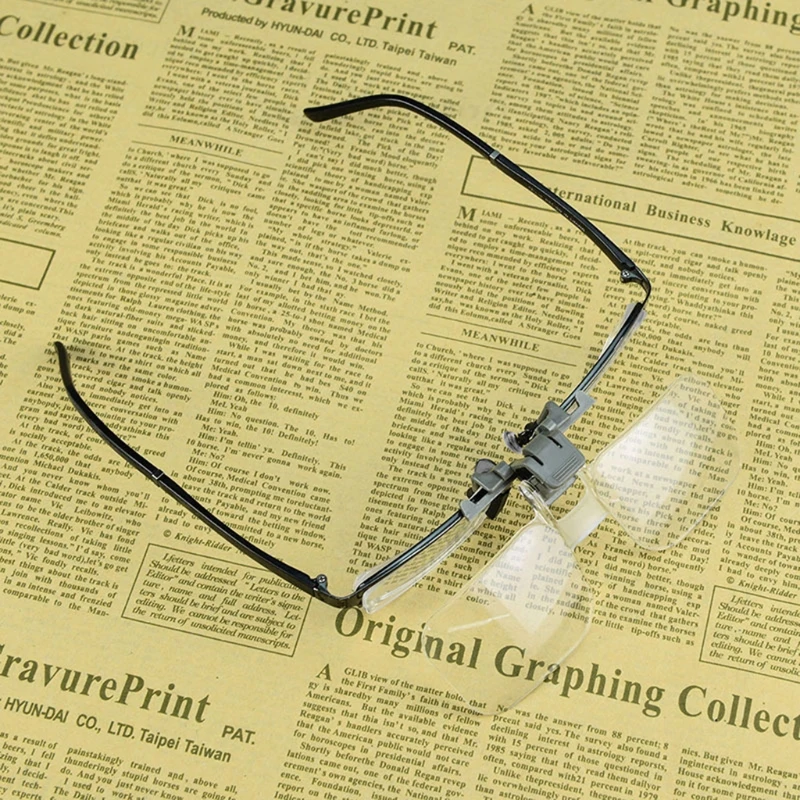 Comfortable Head-mounted Glasses Clip-on Magnifying Glass 2x Gift for Adult Elderly for Vision Impaired or Low for Visio