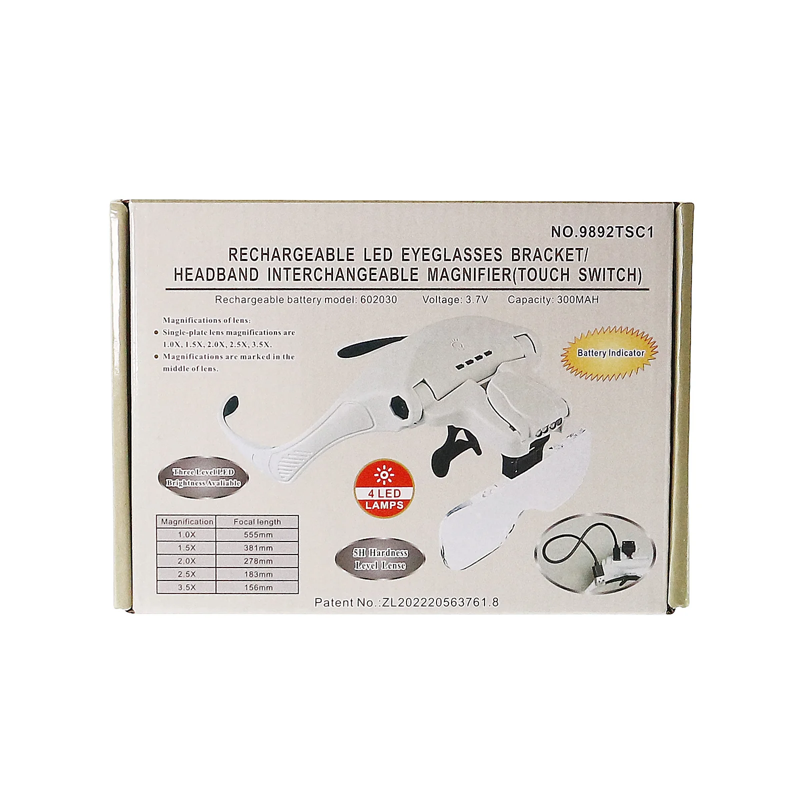 Rechargeable Eyegalsses Bracket Headband Interchangeable Illuminated Magnifier w Cold Warm Light  Bright Magnifier with 5 Lens